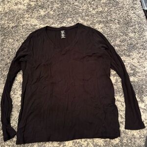 Kirkland Signature Black Long Sleeve V-Neck Top